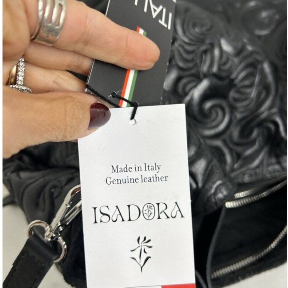 ISADORA ITALY Black Tooled GENUINE
Leather Large Bag Tote Purse NEW
AUTHENTIC - Picture 4 of 8